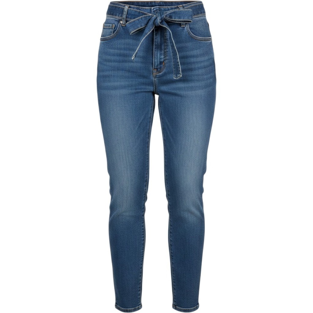 Energie Women's Ruffle Waist Denim Pants High Rise Skinny Leg Blue Size 9 NEW